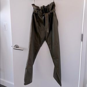 Olive green leather pants🫒